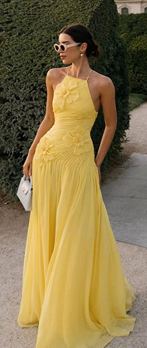 Robe longue jaune